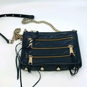 Rebecca Minkoff Black Mini 5 zip crossbody bag